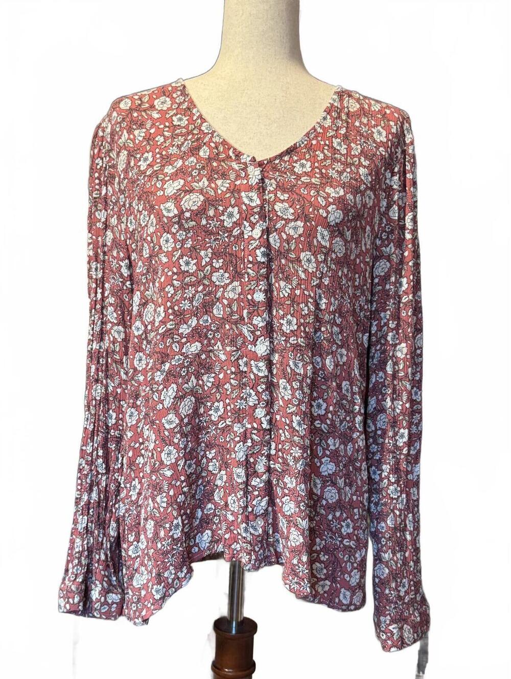Market & Spruce Women's Floral Long Sleeve Blouse Size XL